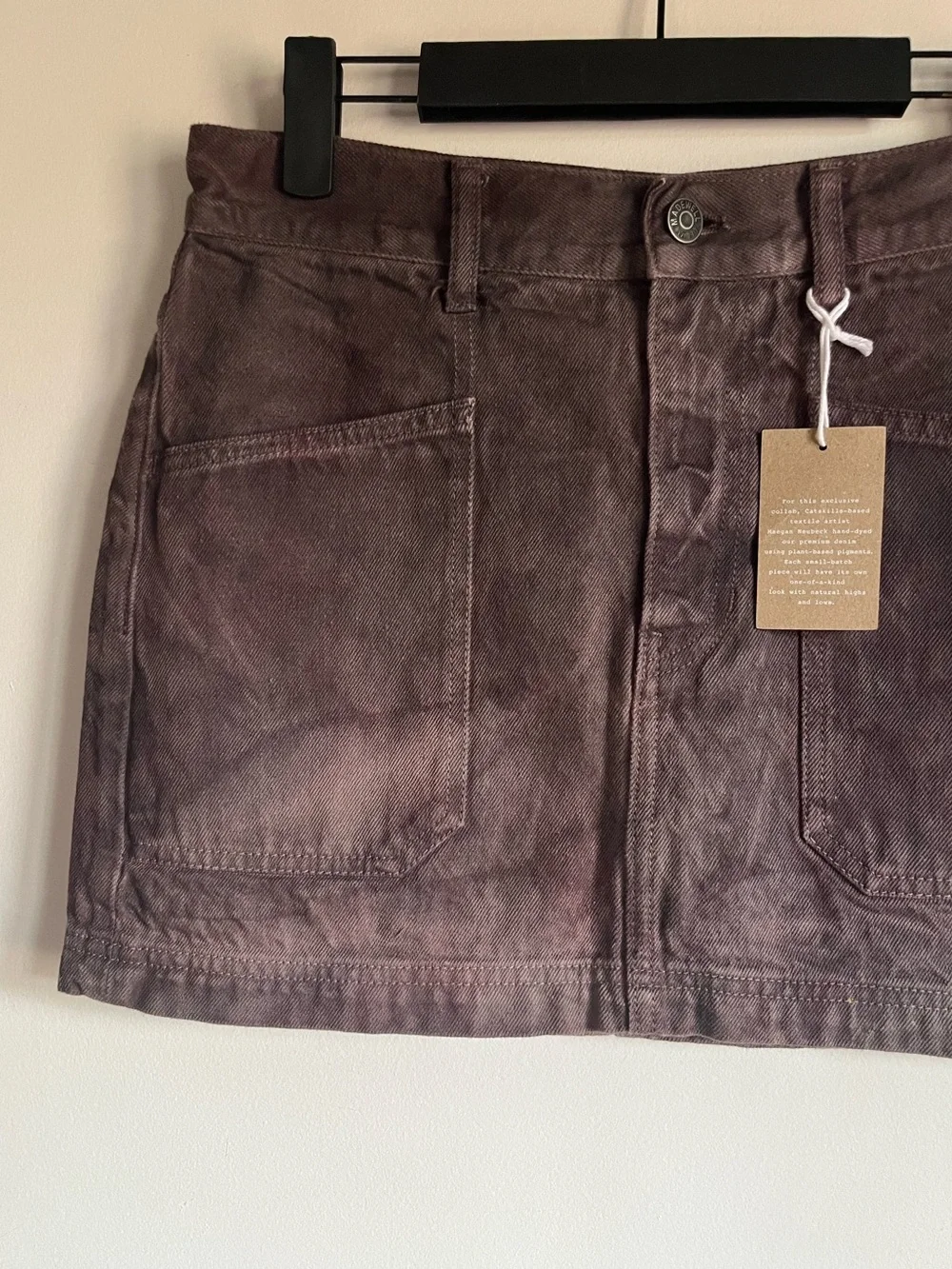 Madewell MN Dye Studio Denim Patch Pocket Utility Mini Skirt Size 25 Fig NO931